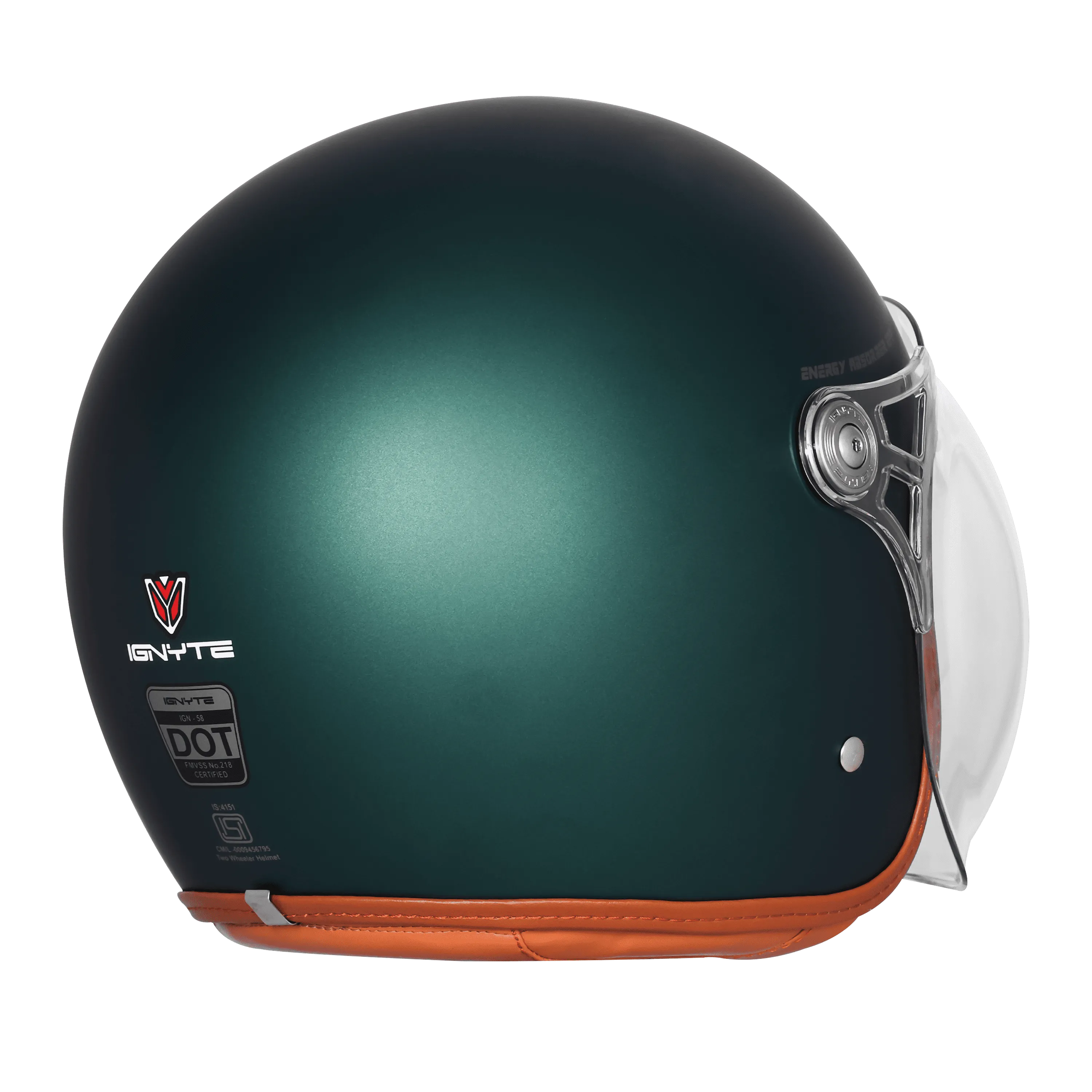 Ignyte Ign 58 Deep Green Light Orange Half Face Helmet
