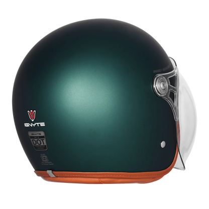 Ignyte Ign 58 Deep Green Light Orange Half Face Helmet