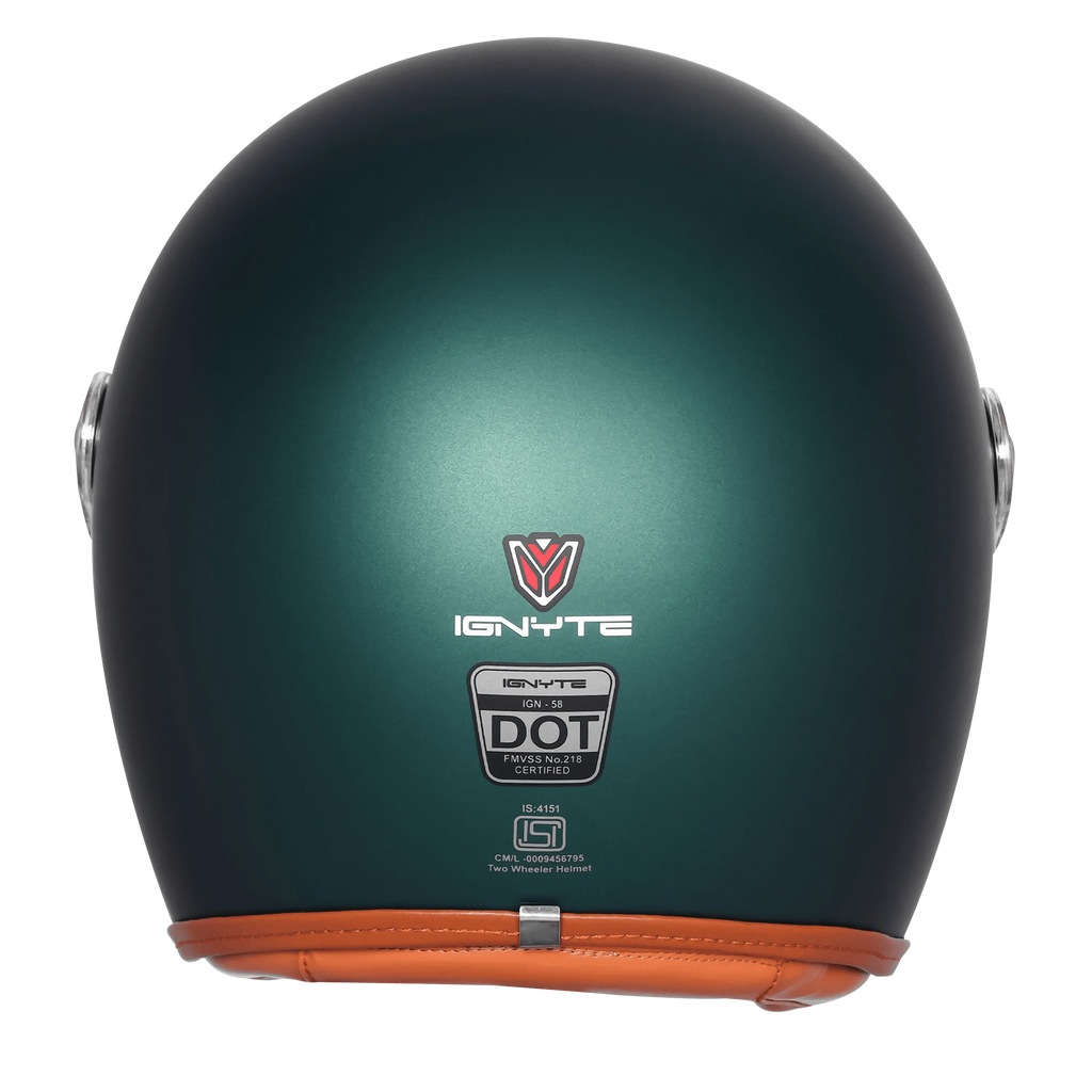 Ignyte Ign 58 Deep Green Light Orange Half Face Helmet