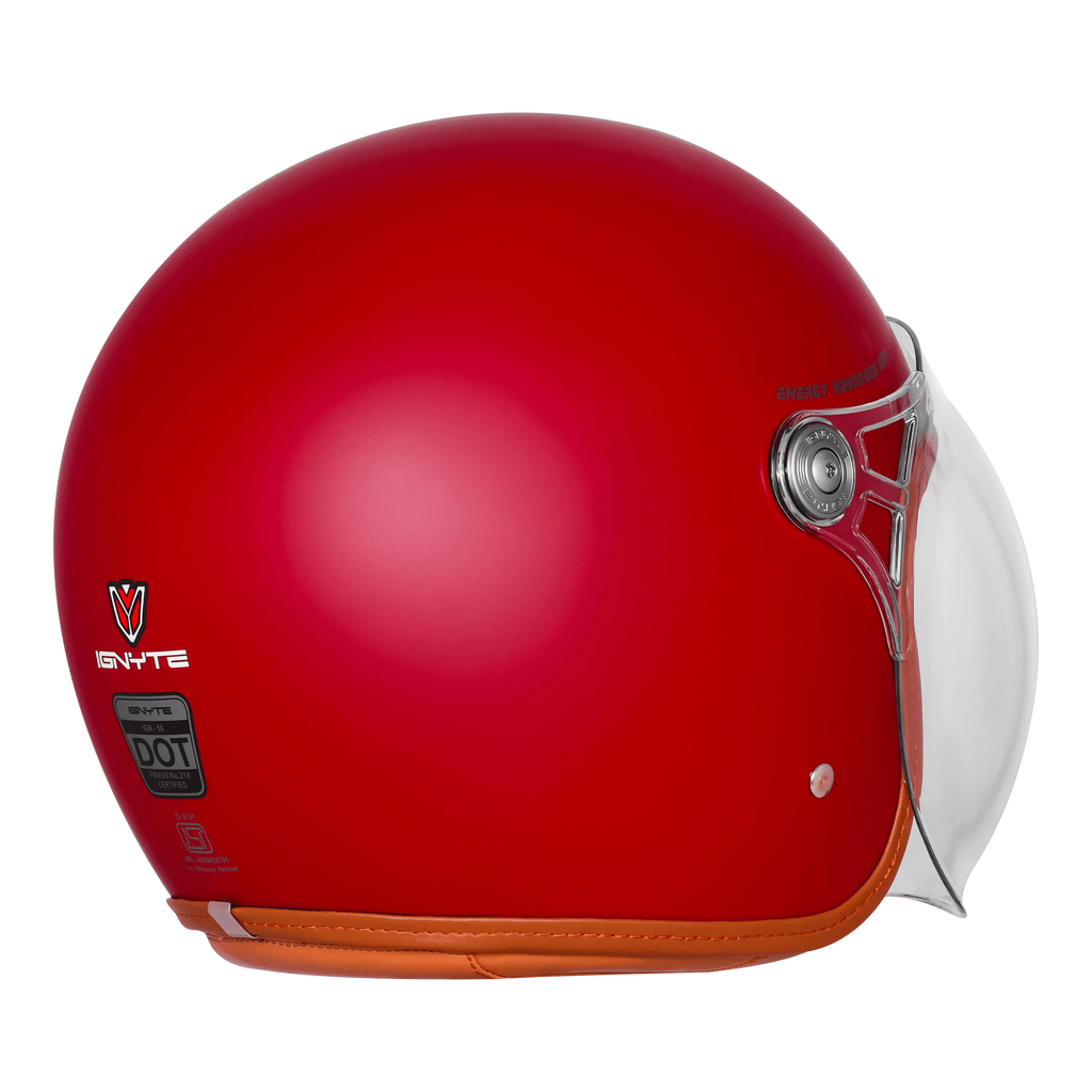 Ignyte Ign 58 Dull Chestnut Red Light Orange Half Face Helmet