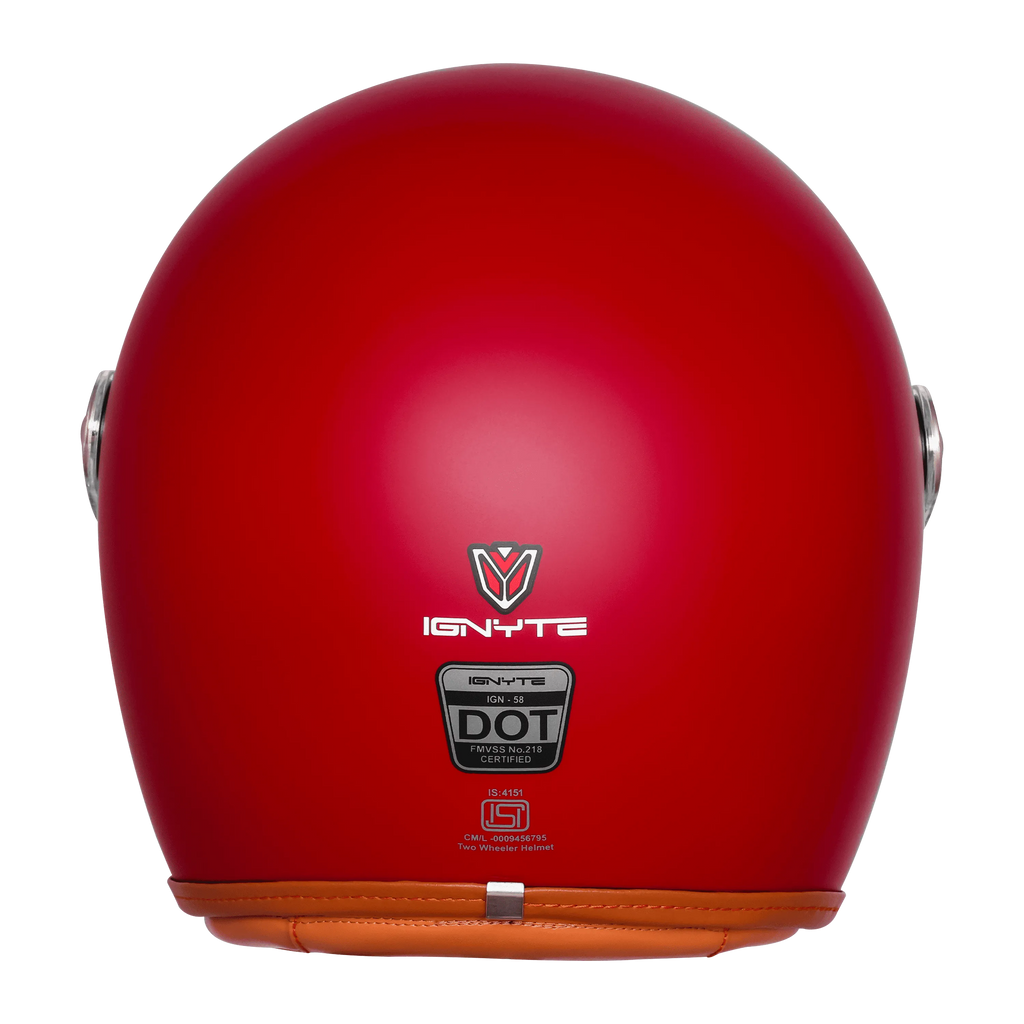 Ignyte Ign 58 Dull Chestnut Red Light Orange Half Face Helmet