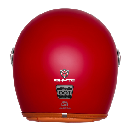 Ignyte Ign 58 Dull Chestnut Red Light Orange Half Face Helmet