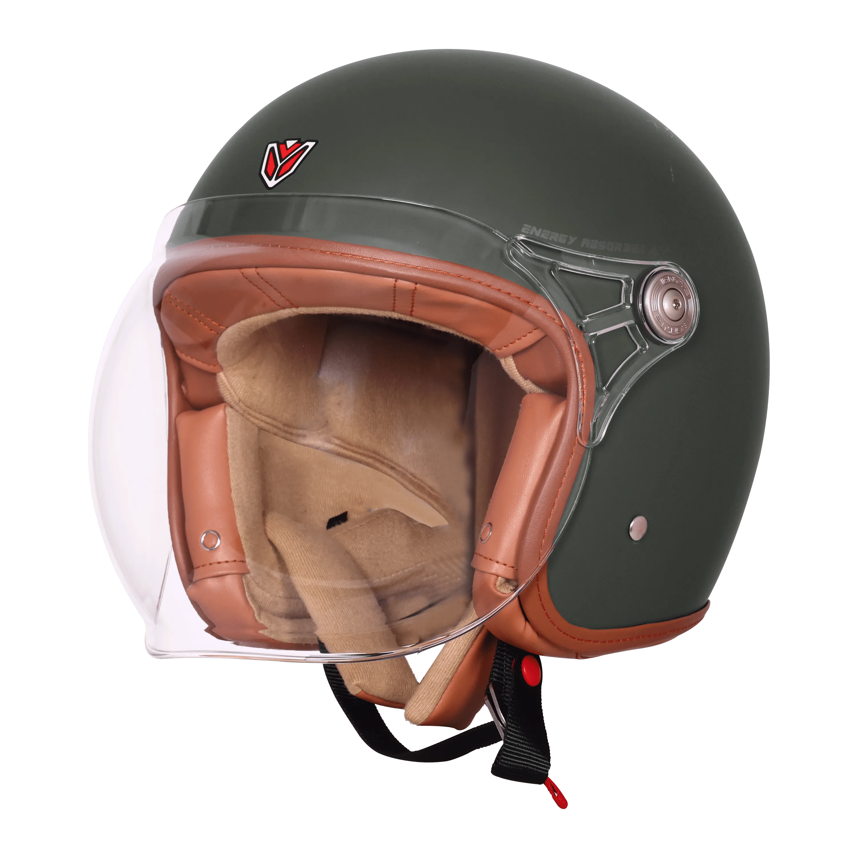 Ignyte Ign 58 Matt Battle Green Light Orange Half Face Helmet