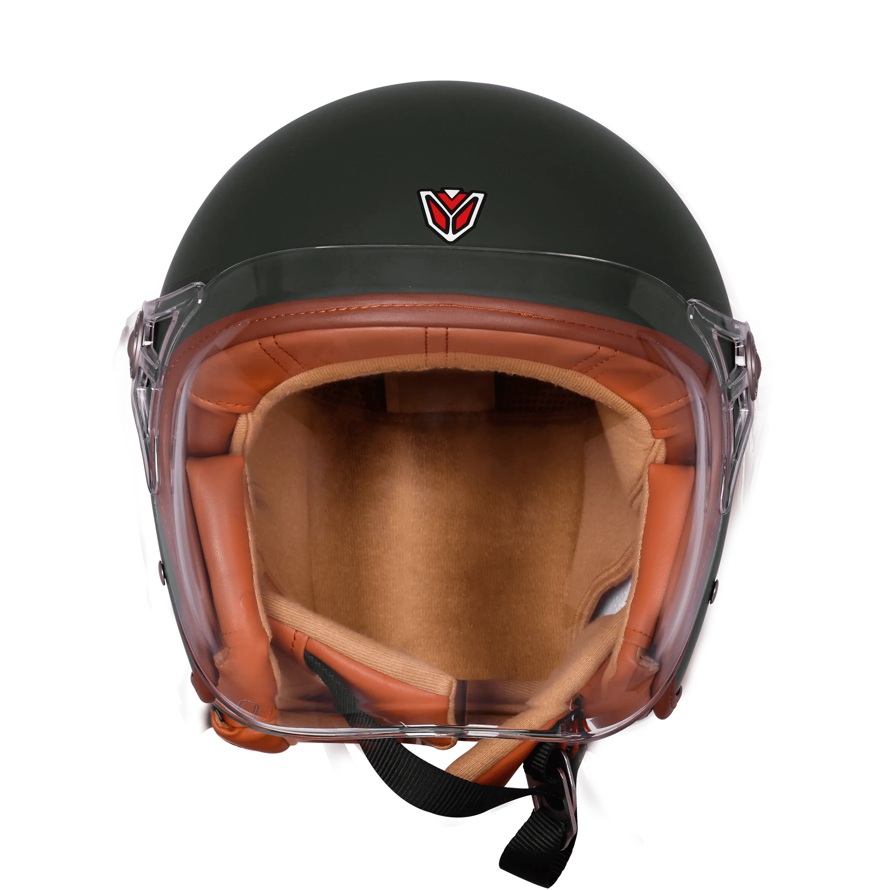 Ignyte Ign 58 Matt Battle Green Light Orange Half Face Helmet