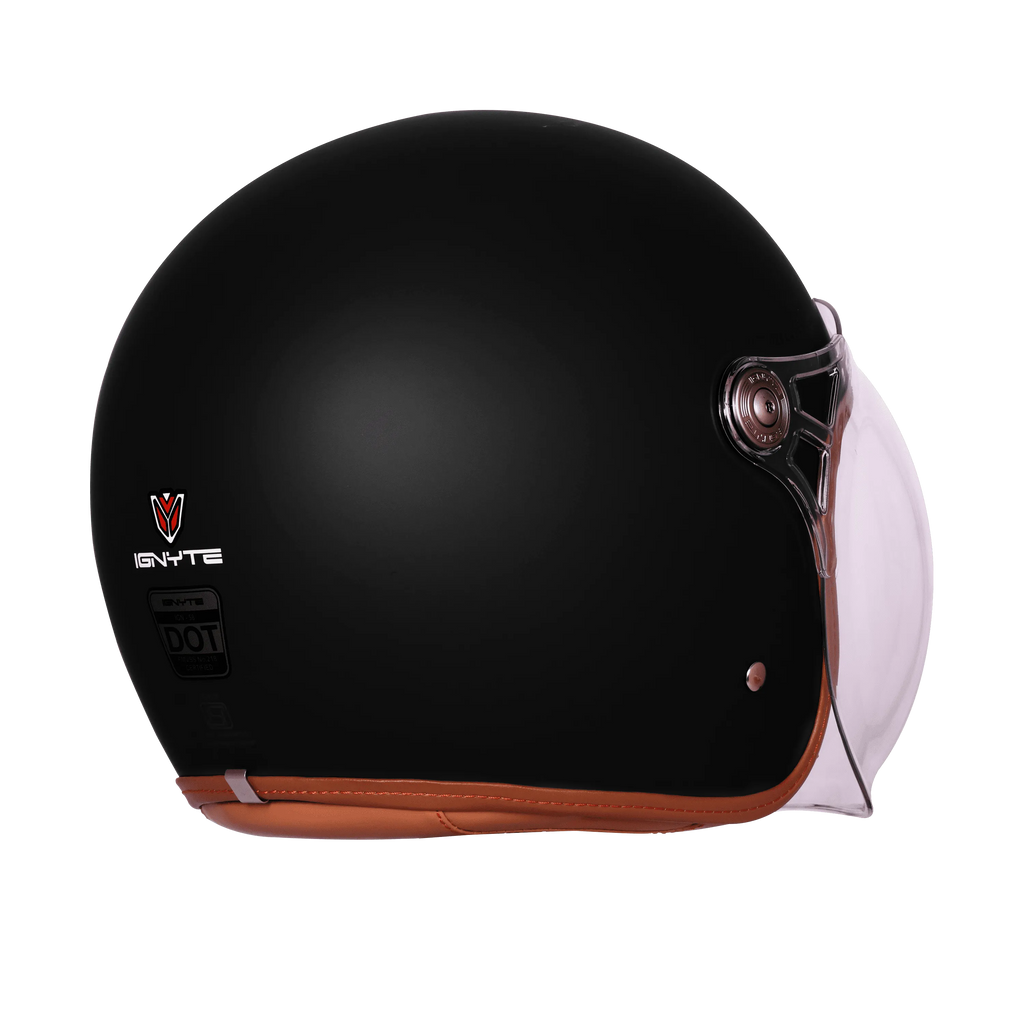 Ignyte Ign 58 Matt Black Light Orange Half Face Helmet