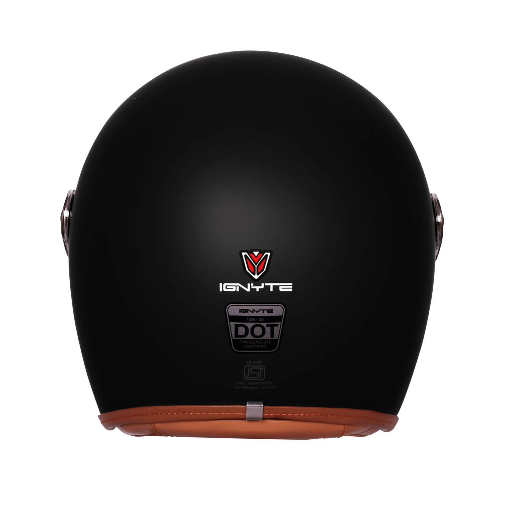 Ignyte Ign 58 Matt Black Light Orange Half Face Helmet