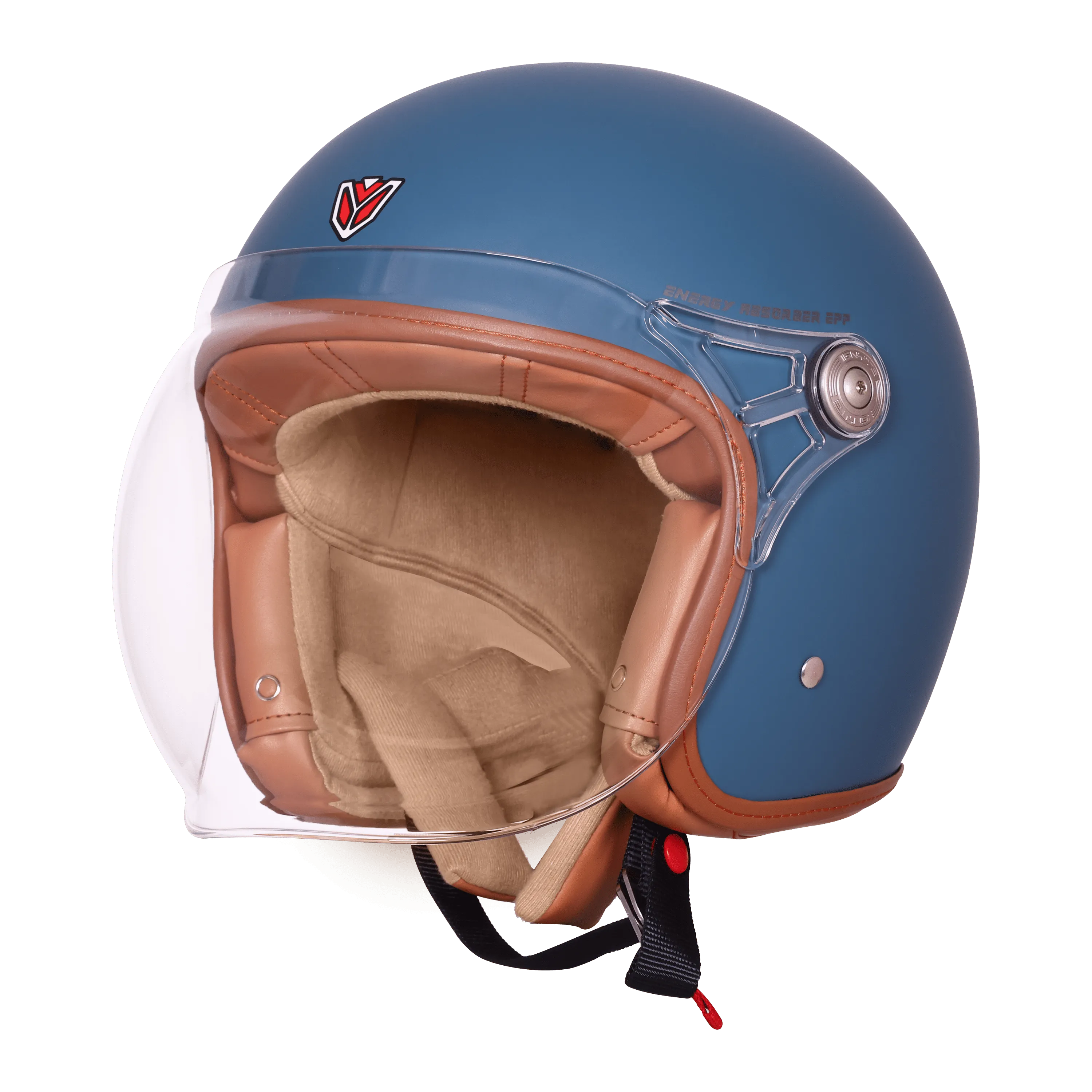 Ignyte Ign 58 Matt Squadron Blue Light Orange Half Face Helmet