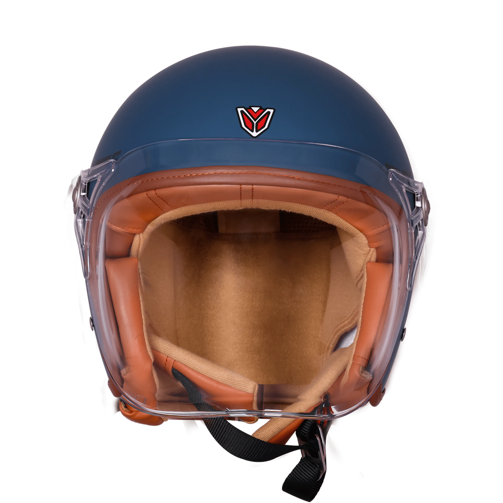 Ignyte Ign 58 Matt Squadron Blue Light Orange Half Face Helmet