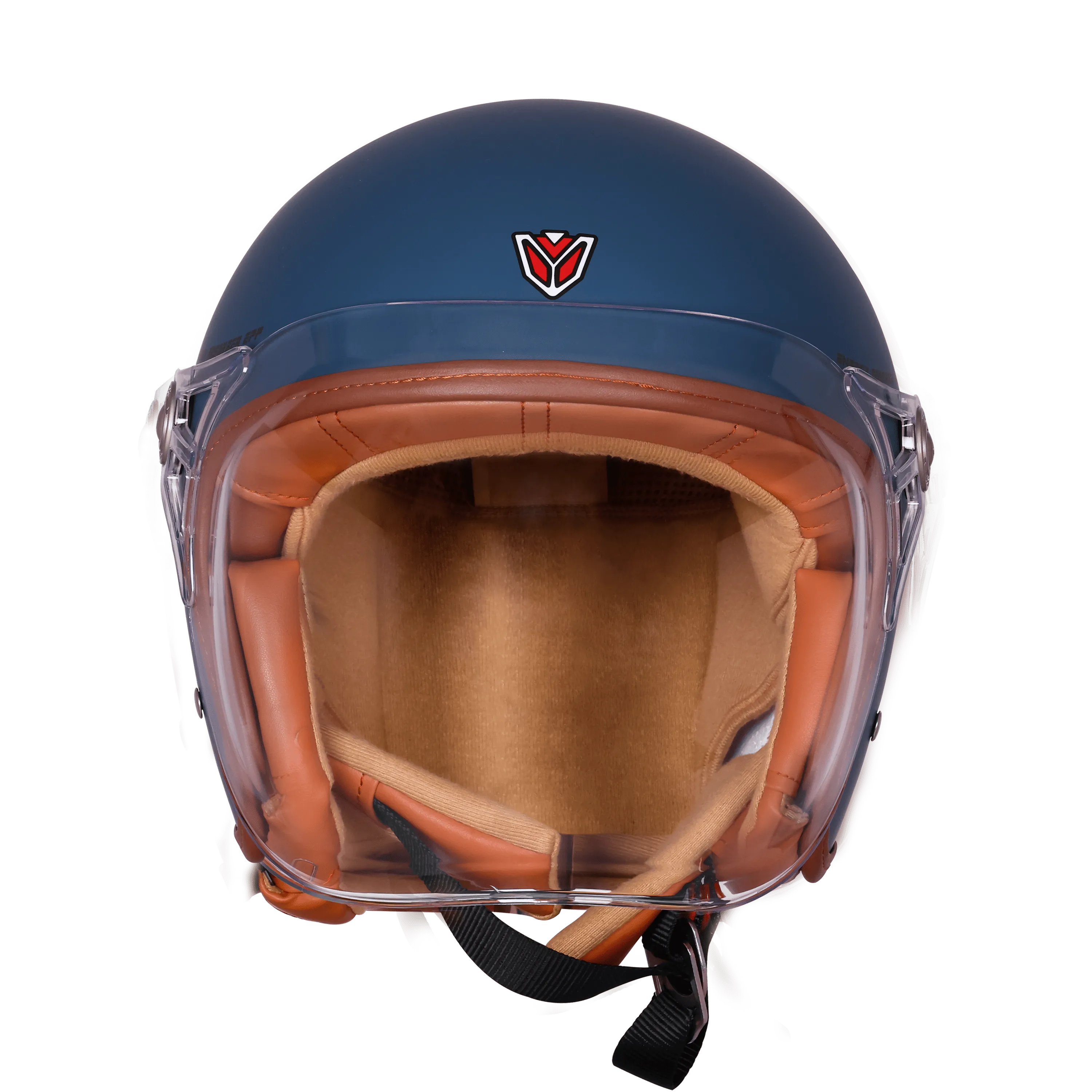 Ignyte Ign 58 Matt Squadron Blue Light Orange Half Face Helmet