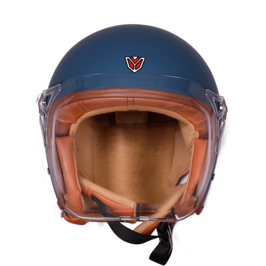 Ignyte Ign 58 Matt Squadron Blue Light Orange Half Face Helmet