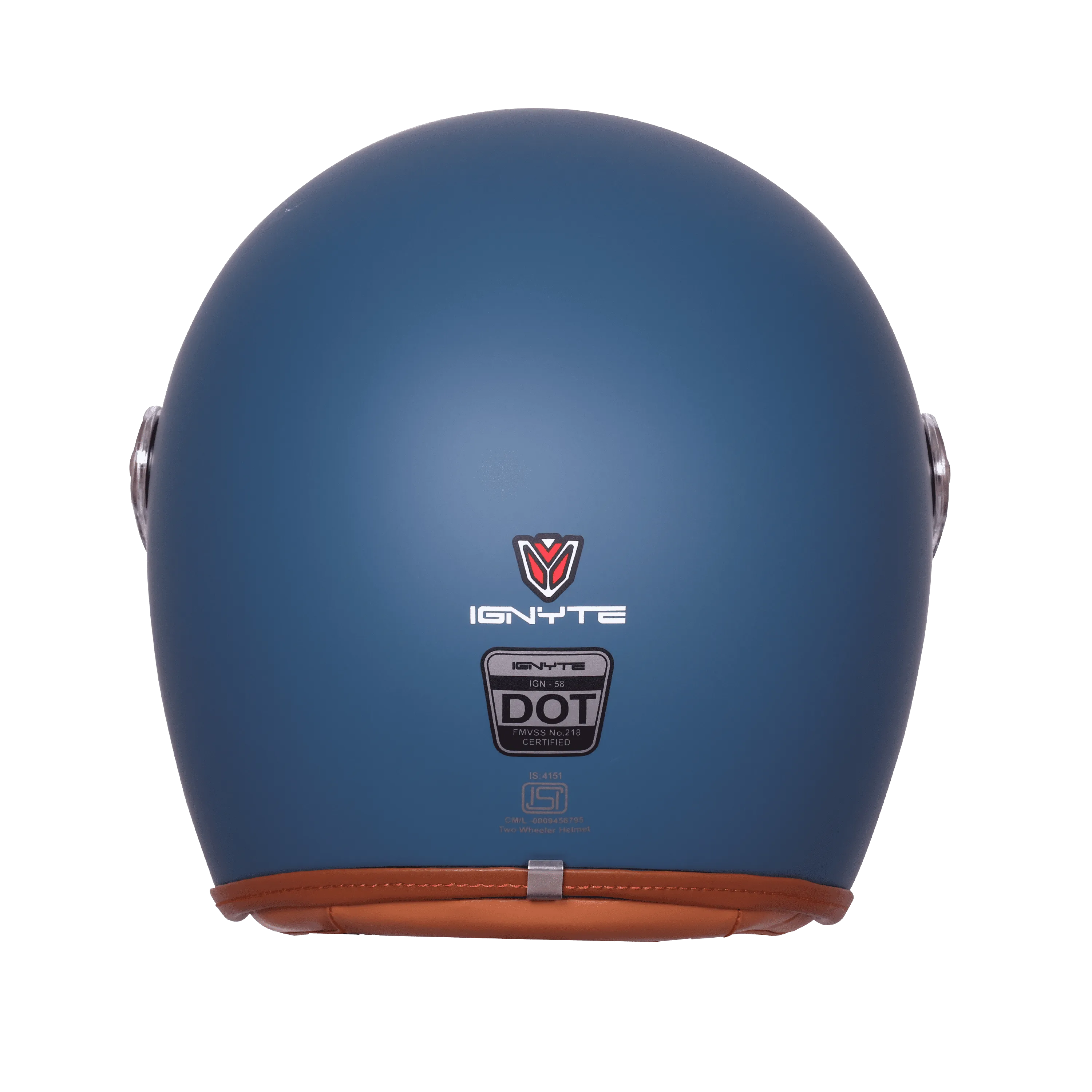 Ignyte Ign 58 Matt Squadron Blue Light Orange Half Face Helmet
