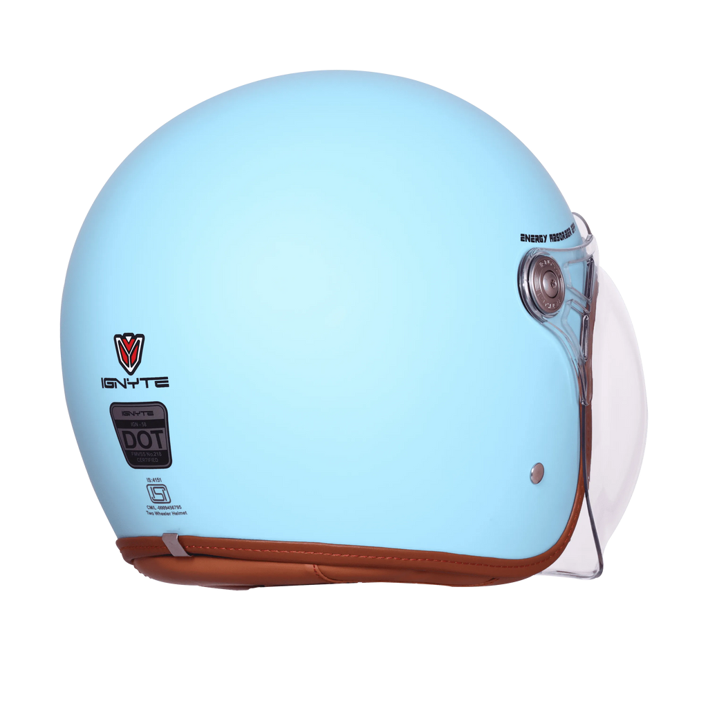 Ignyte Ign 58 Redditch Blue Light Orange Half Face Helmet