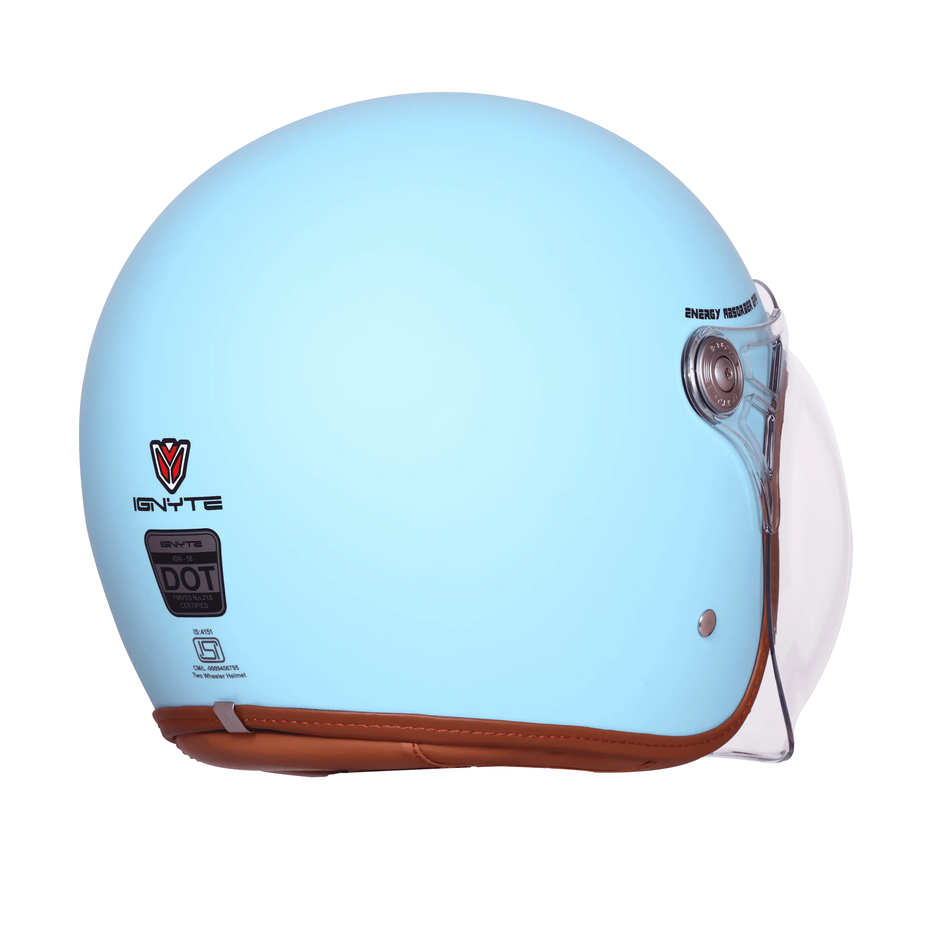 Ignyte Ign 58 Redditch Blue Light Orange Half Face Helmet