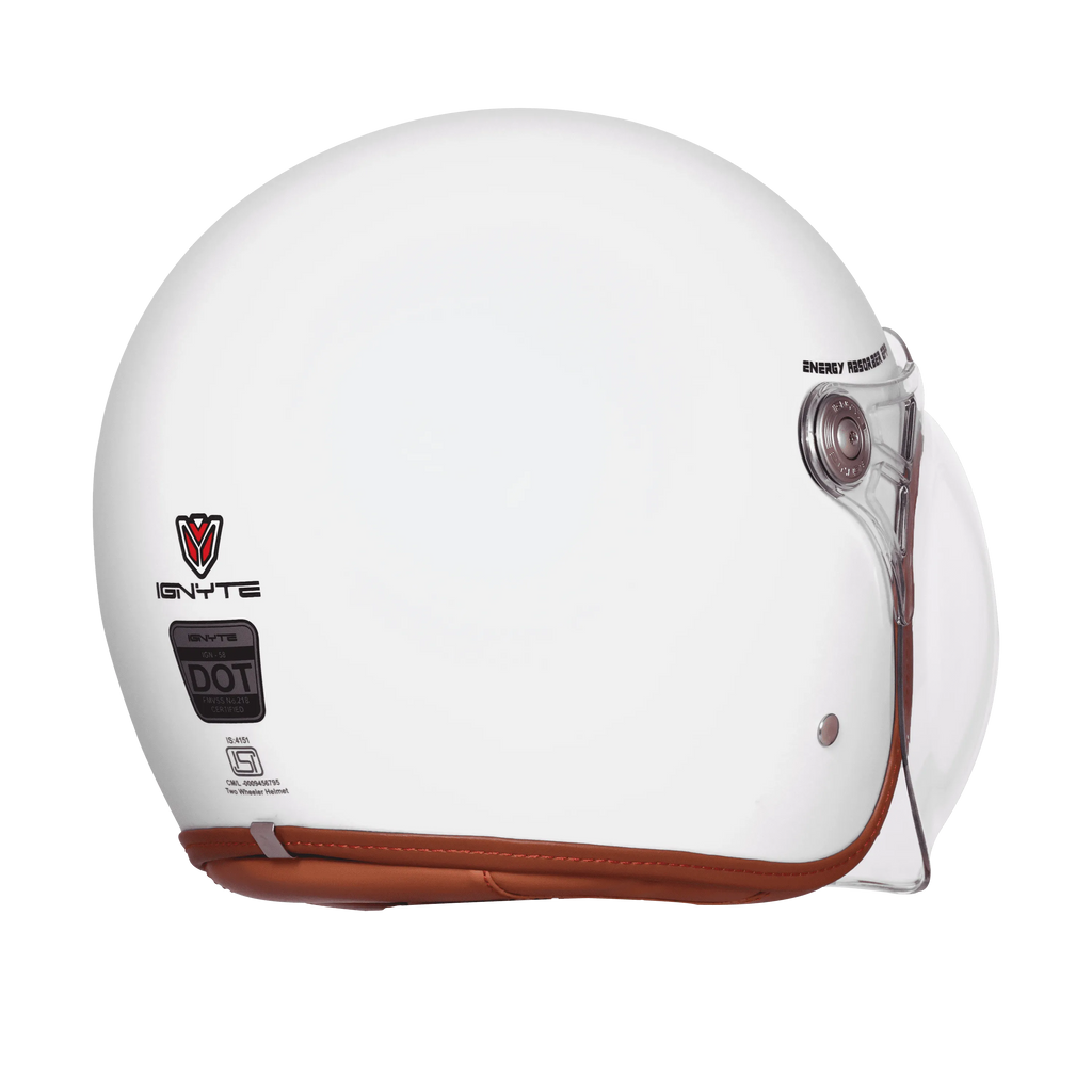 Ignyte Ign 58 White Light Orange Half Face Helmet