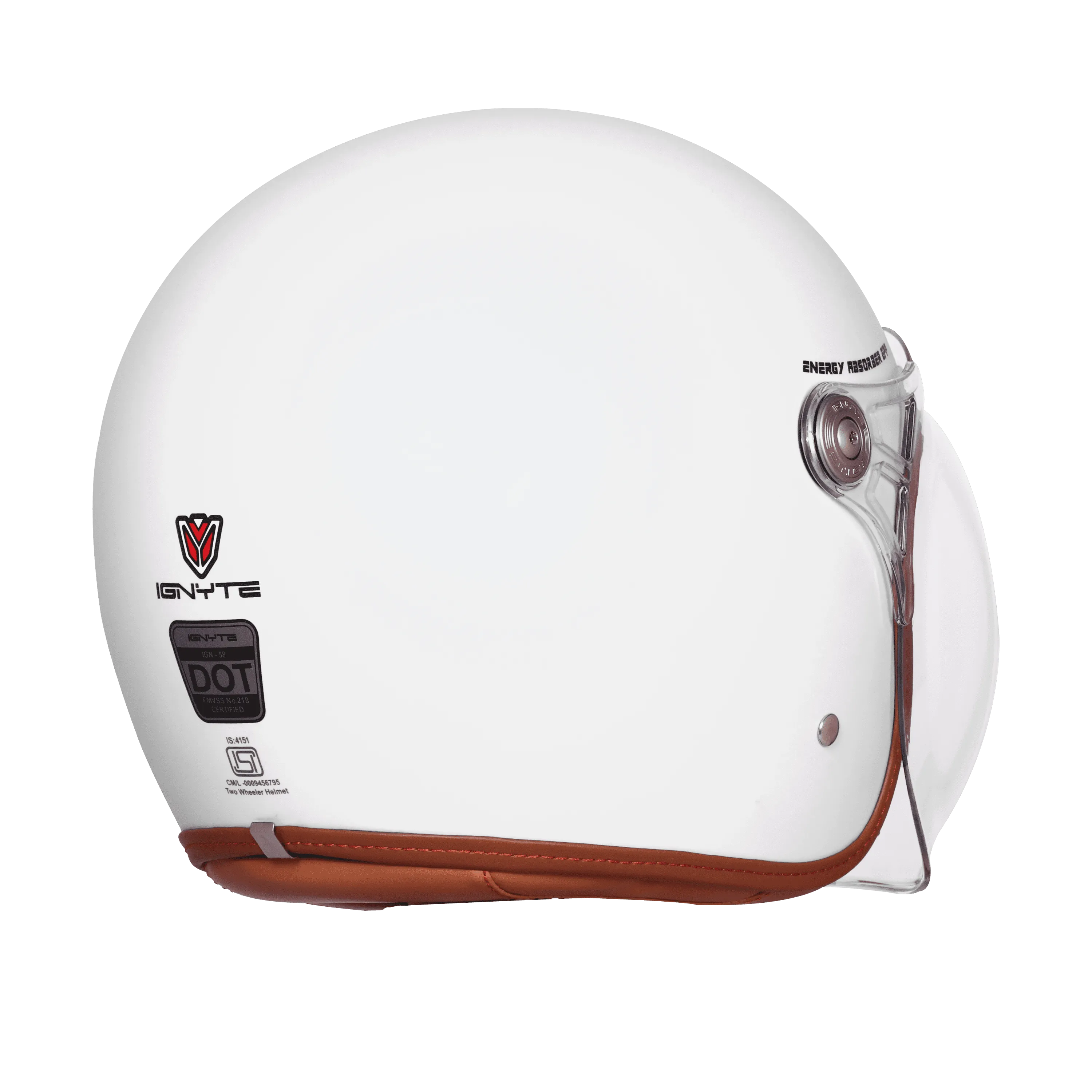 Ignyte Ign 58 White Light Orange Half Face Helmet