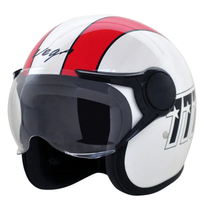 VEGA Jet 777 White Red Half Face Helmet