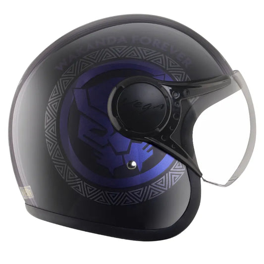 VEGA Jet Dx Marvel Black Panther Purple Half Face Helmet