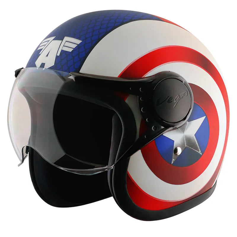 VEGA Jet Dx Marvel Captin America White Red Full Face Helmet