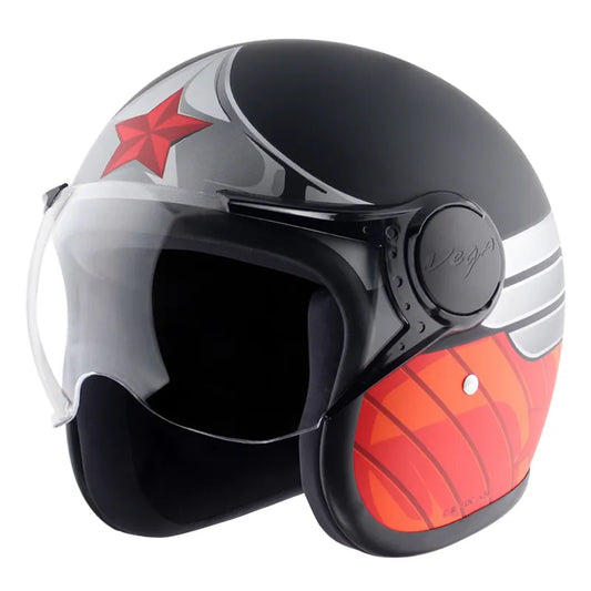 Vega Jet Dx Wonder Women Dc Black Red Half Face Helmet
