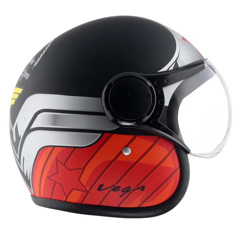 VEGA Jet Dx Wonder Women Dc Black Red Half Face Helmet