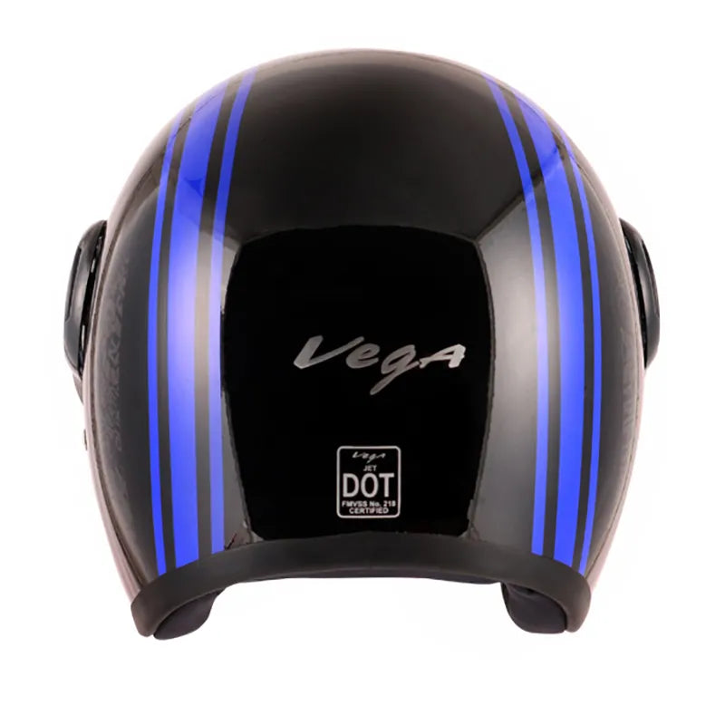 VEGA Jet Old School Black Blue Half Face Helmet