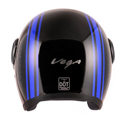 VEGA Jet Old School Black Blue Half Face Helmet