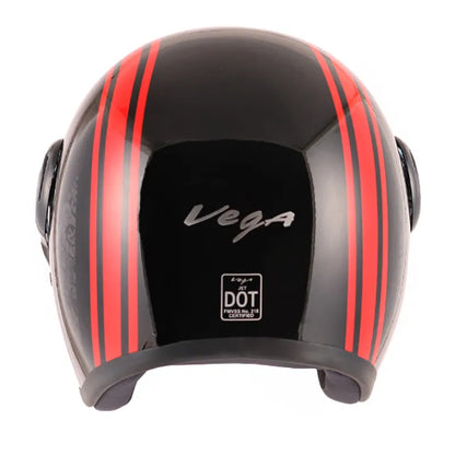 VEGA Jet Old School Black Red Half Face Helmet