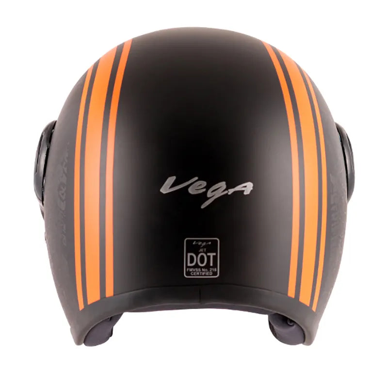 VEGA Jet Old School Dull Black Orange Half Face Helmet