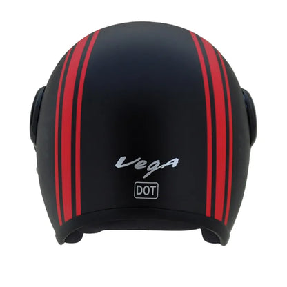 VEGA Jet Old School Dull Black Red Half Face Helmet