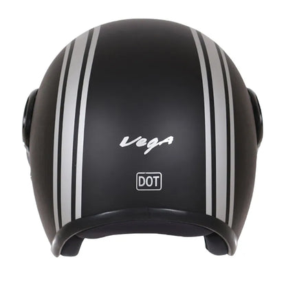 VEGA Jet Old School Dull Black Silver Half Face Helmet