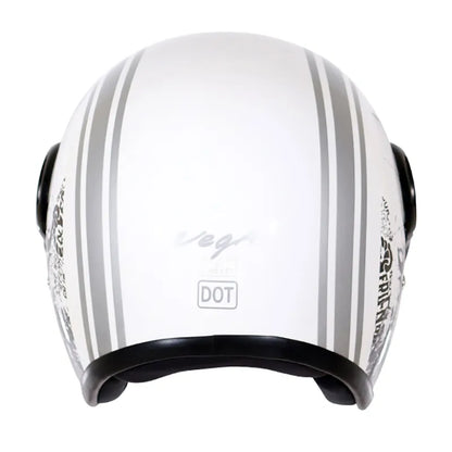 VEGA Jet Old School White Silver Half Face Helmet