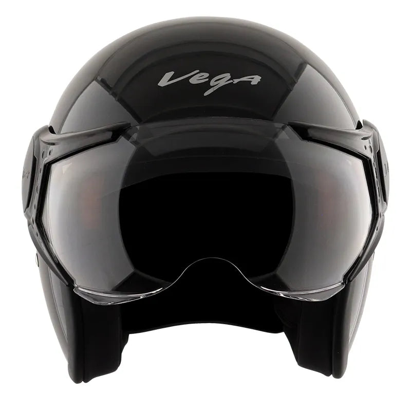 VEGA Jet Star Black Silver Half Face Helmet