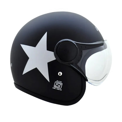 VEGA Jet Star Dull Black Silver Half Face Helmet