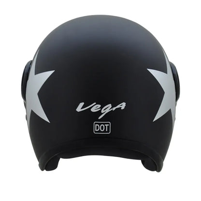 VEGA Jet Star Dull Black Silver Half Face Helmet