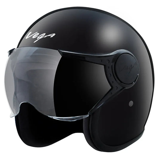 VEGA Jet Black Half Face Helmet