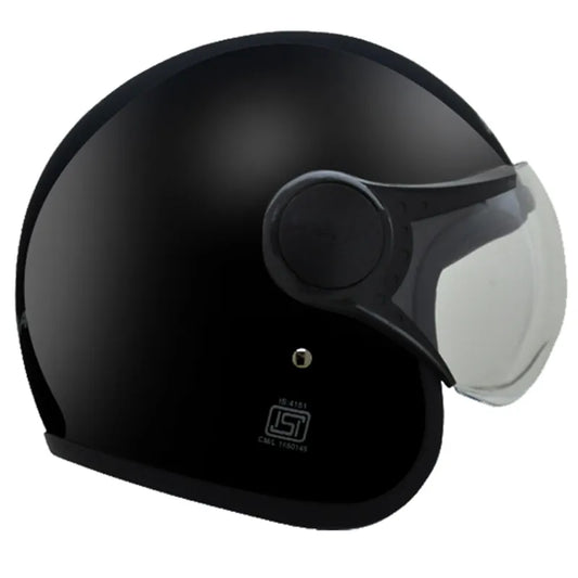 VEGA Jet Black Half Face Helmet