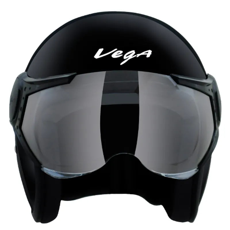 VEGA Jet Black Half Face Helmet
