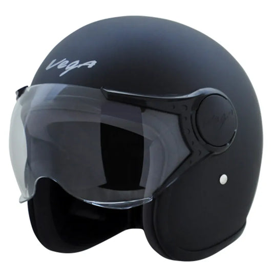 VEGA Jet Dull Black Half Face Helmet