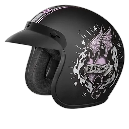 STUDDS Jetstar Classic D6 Good Girl Gone Bad Matt Black Half Face Helmet