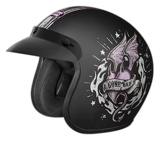 STUDDS Jetstar Classic D6 Good Girl Gone Bad Matt Black Half Face Helmet