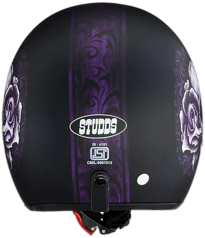 STUDDS Jetstar Classic D7 Floral Skull Matt Black Half Face Helmet