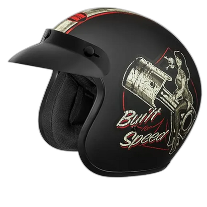STUDDS Jetstar Classic D8 Built For Speed Matt Black Half Face Helmet