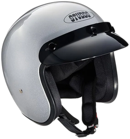 STUDDS Jetstar Classic Silver Grey Half Face Helmet