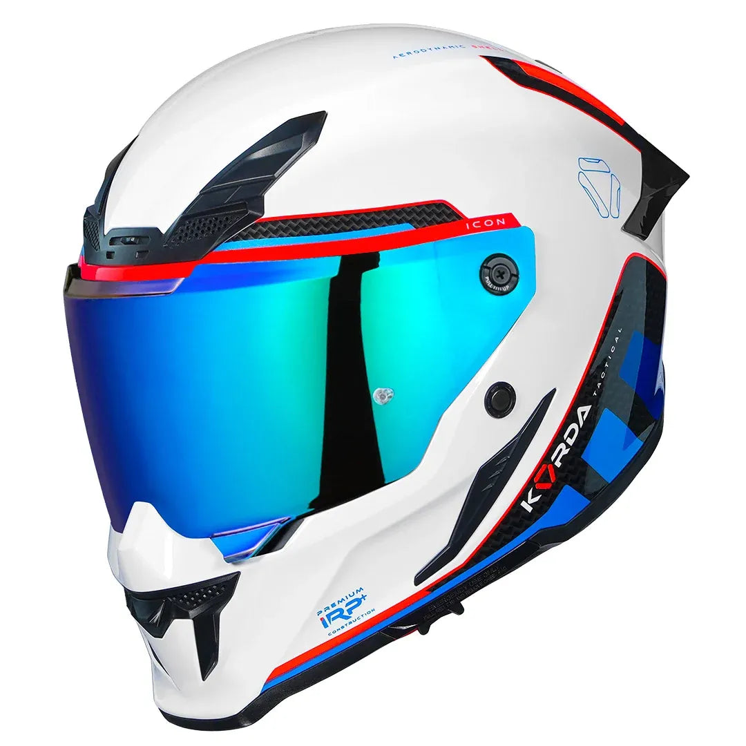 Korda Icon Lemur Glossy White Blue Full Face Helmet