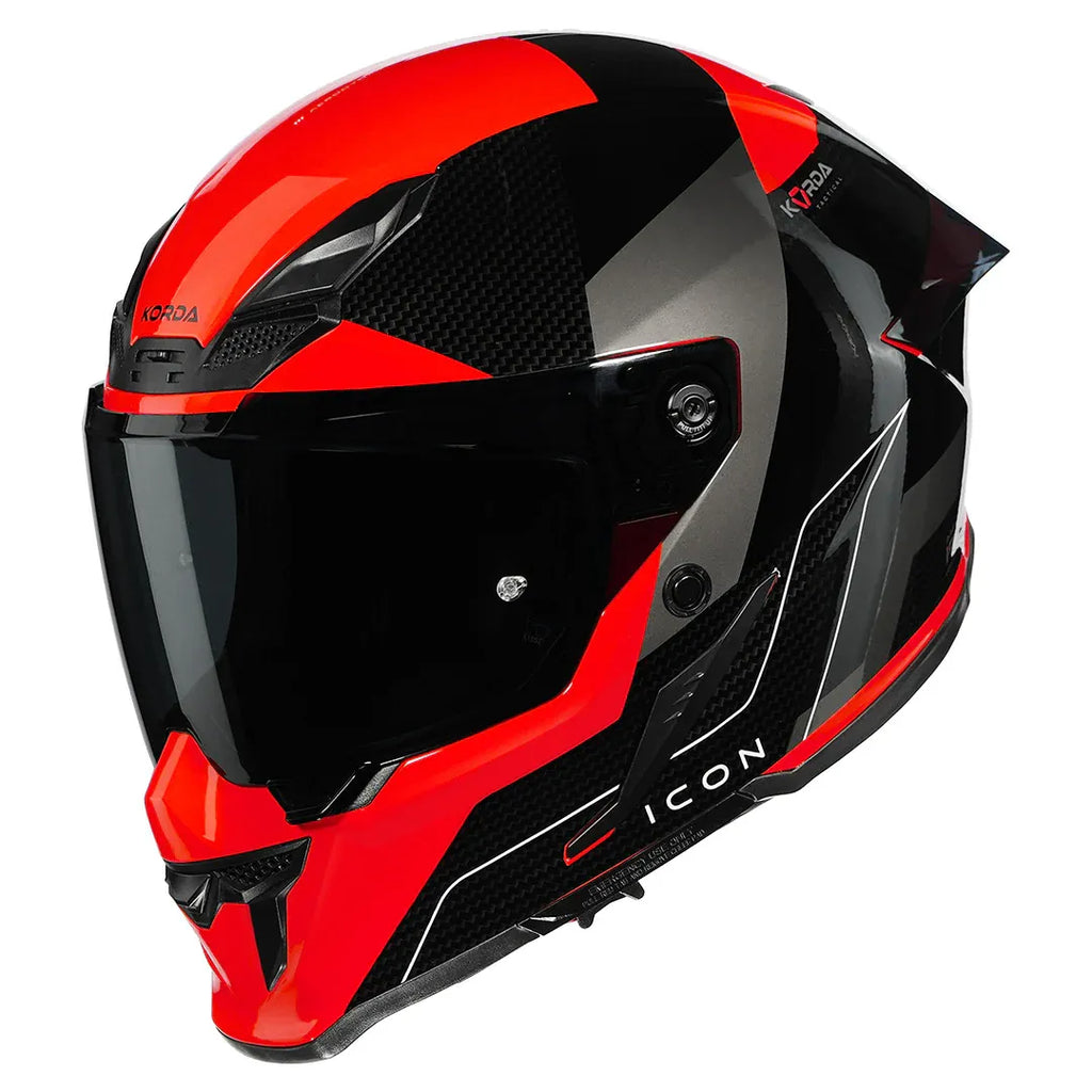 Korda Icon Nyx Glossy Black Red Full Face Helmet