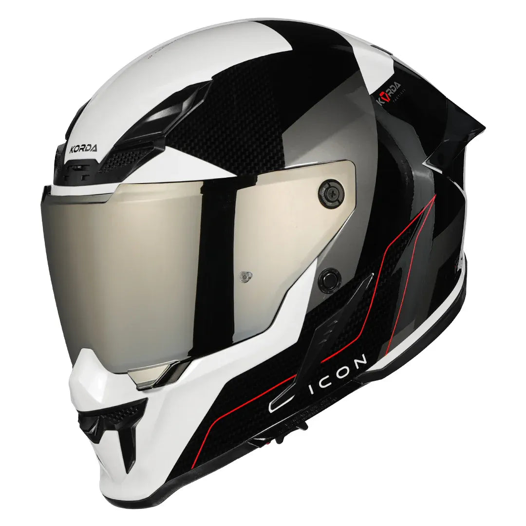 Korda Icon Nyx Glossy Black White Full Face Helmet
