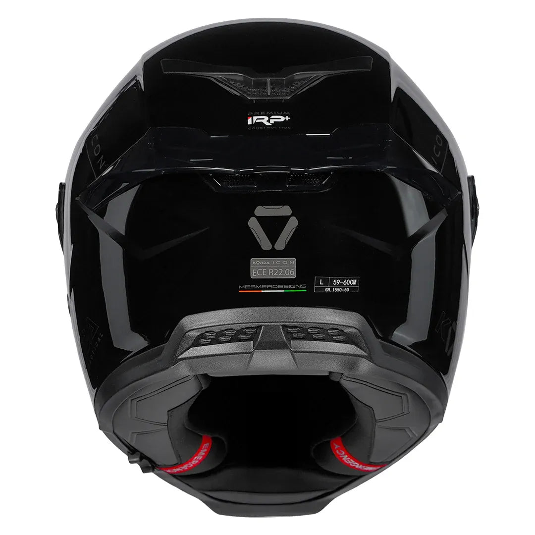 Korda Icon Solid Glossy Black  Full Face Helemt