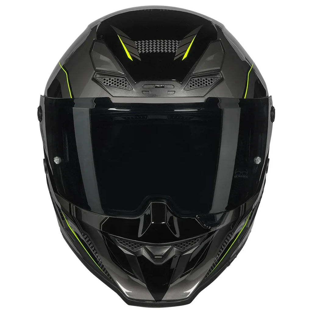 Korda Icon Strike Gray Flu Yellow Full Face Helmet
