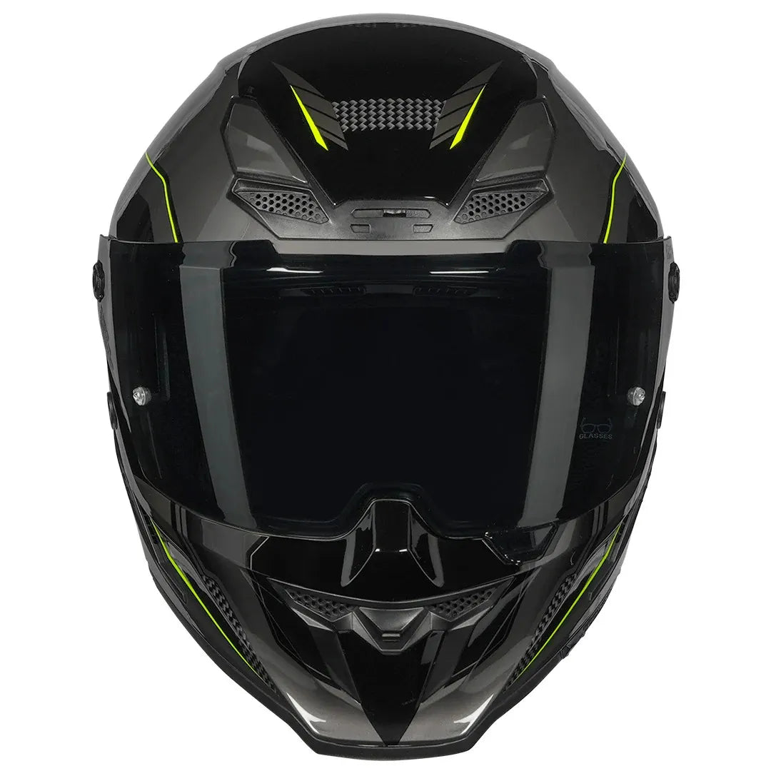 Korda Icon Strike Gray Flu Yellow Full Face Helmet