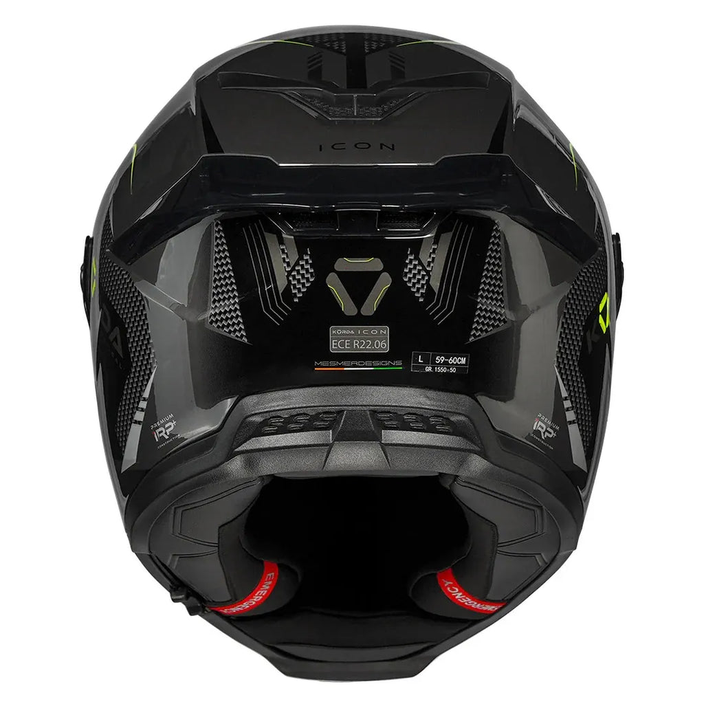 Korda Icon Strike Gray Flu Yellow Full Face Helmet